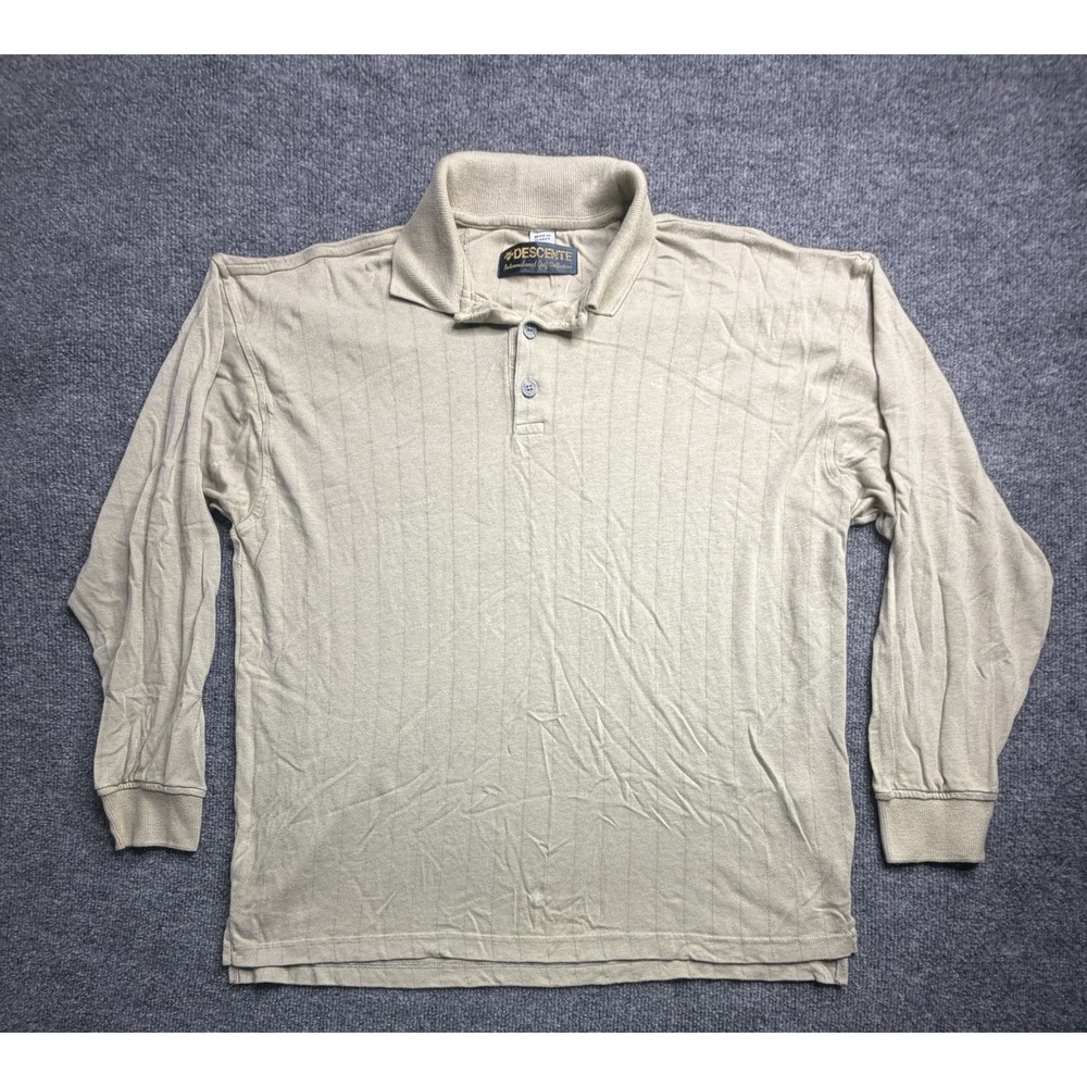 Vintage Decente Long Sleeve‎ Golf Polo Men's L Beige